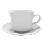 Xicara com Pires para Café Chá 240ml de Cerâmica Branca Corona Yoi